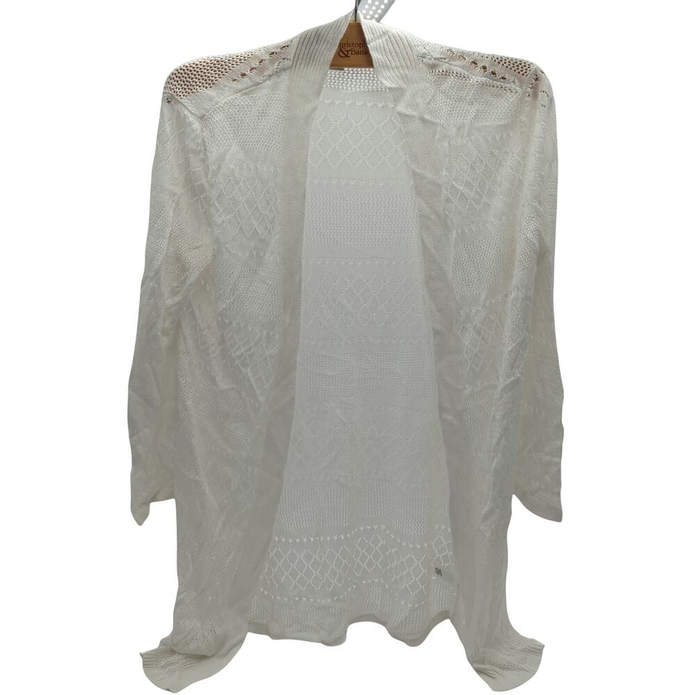 Croft&Barrow‎ M White Open-Front Knit Cardigan, 100% Rayon
